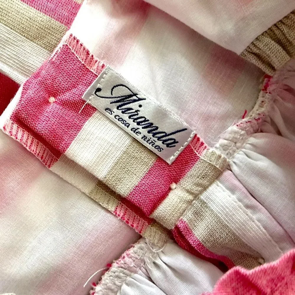 MIRANDA TEXTIL | Pink | LINEN BLEND STRIPED DRESS